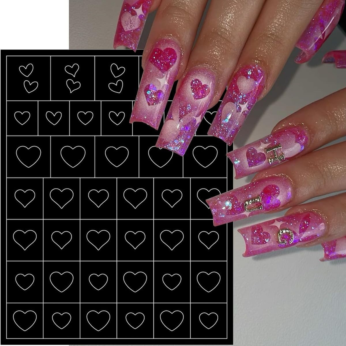 6 Sheets Colorful 3D Nail Art Stickers & Stencils for French & DIY Manicure