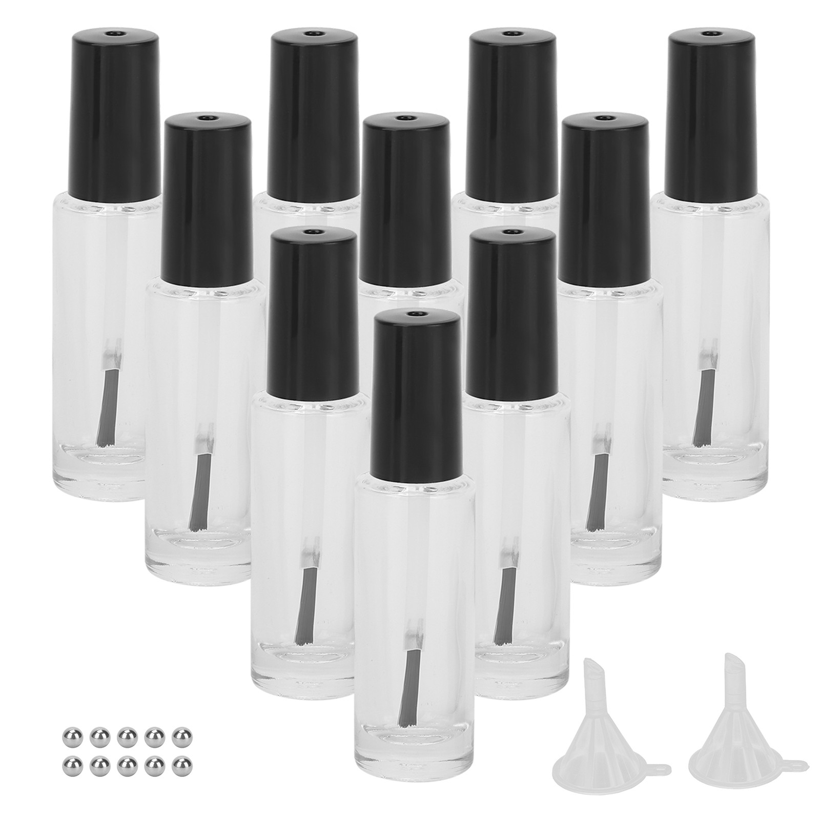 10pcs 8ml Empty Nail Polish Glass Bottles Accessory With Brush Cover Mixing