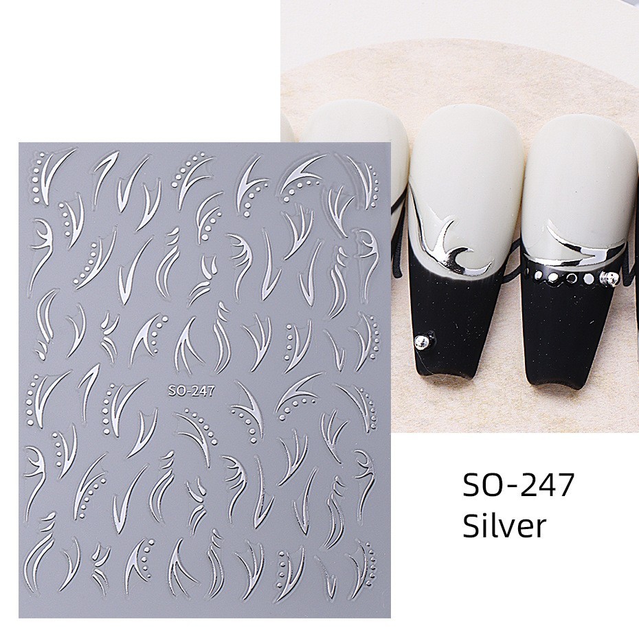 4Pcs Set Nail Stickers Abstract Line Self-Adhesive Slider Peel Off Decor NH30