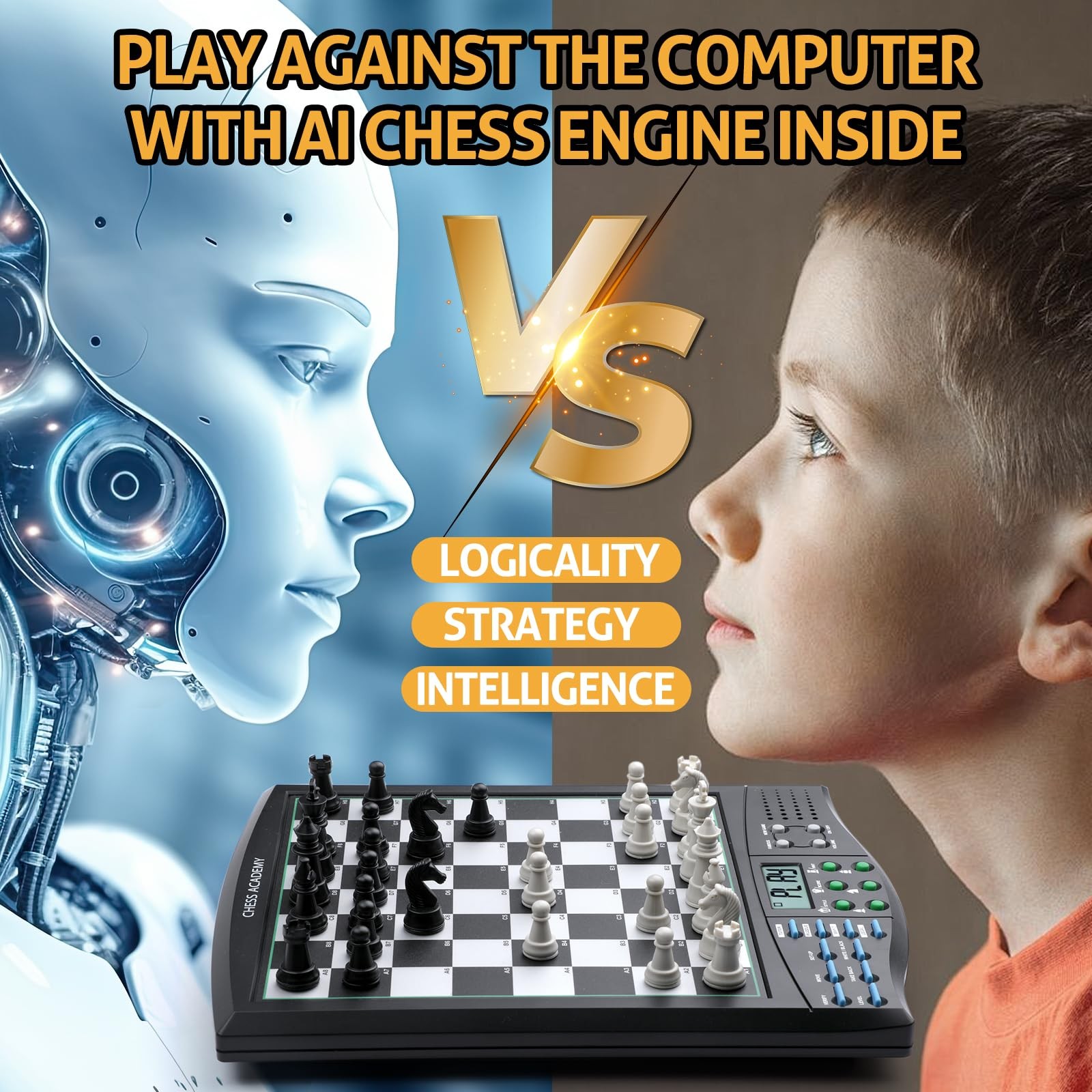 LEVEROAM Talking Chess Academy with Voice Teaching System, Electronic Black