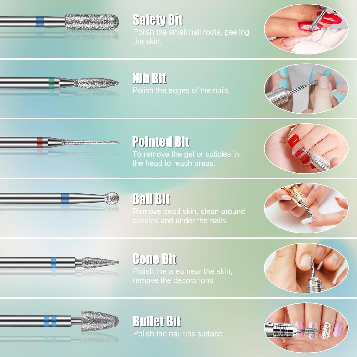 Nail Drill Bits Set, 3/32” Profal Drill Bits Nail Tech, Tungsten