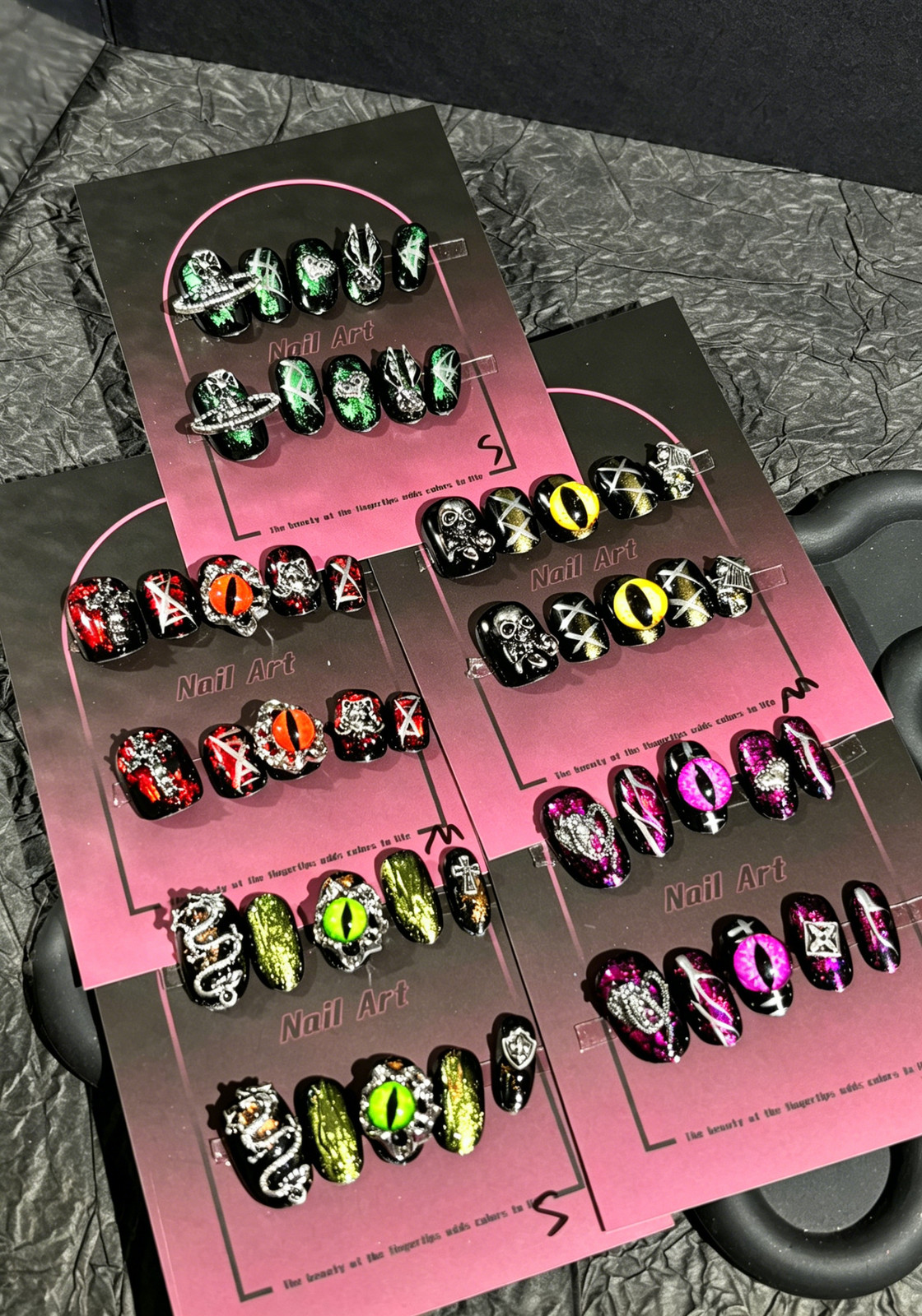Handmade Custom Press On Nails, Gothic Punk Dark Style Internet Celebrity Same S