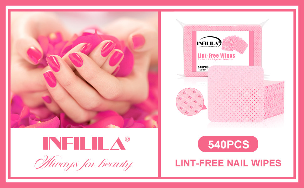 Lint Nail Wipes, 540PCS Non-Woven Fabric Dry Nail Prep Wipes, Absorbent Acetone