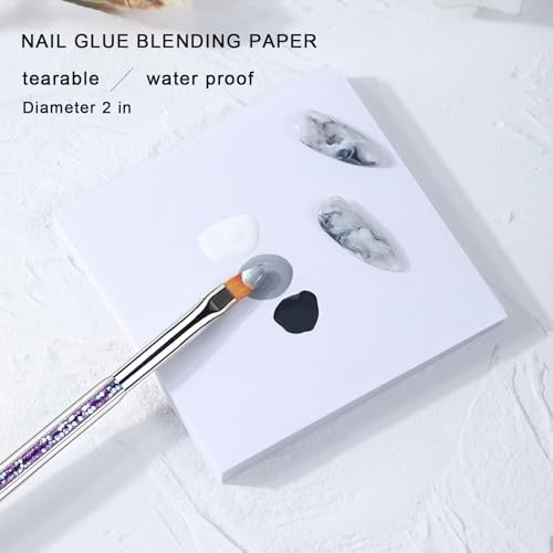 50Pcs Nail Art Palette Paper with 5 Nail Brushes – Disposable Gel Nail Kit1