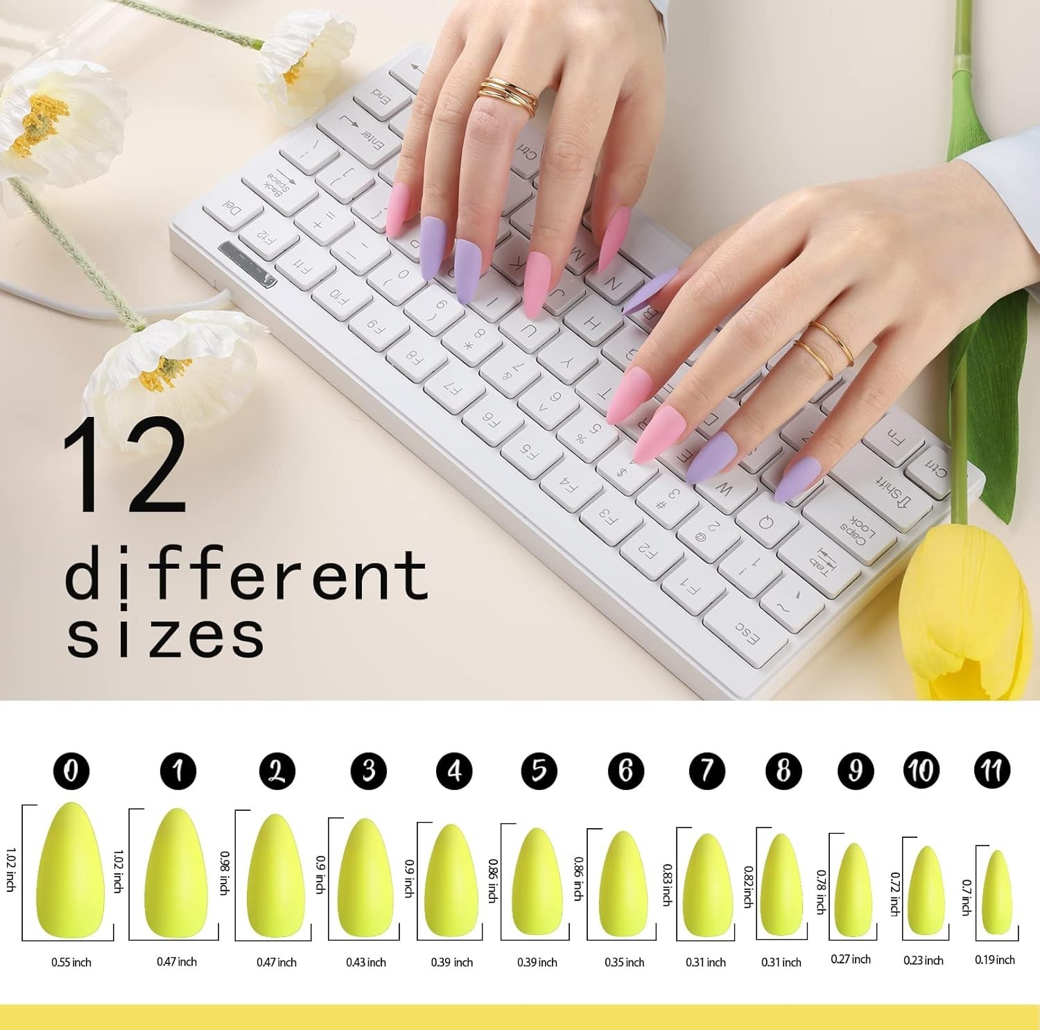 Versatile 576PCS Press On Nails in Almond Matte – Easy to Apply & Glamorous