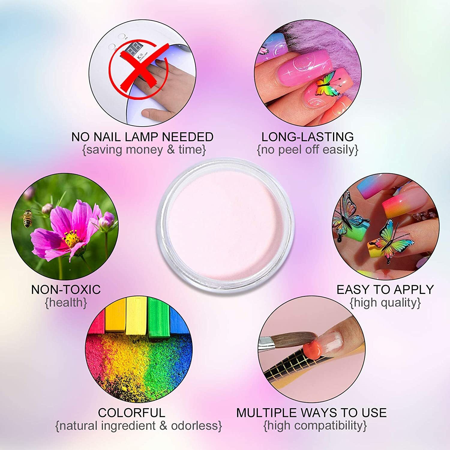 Soft Pastel Nail or hair Chalks for Acrylic Powder – Colorful Non-