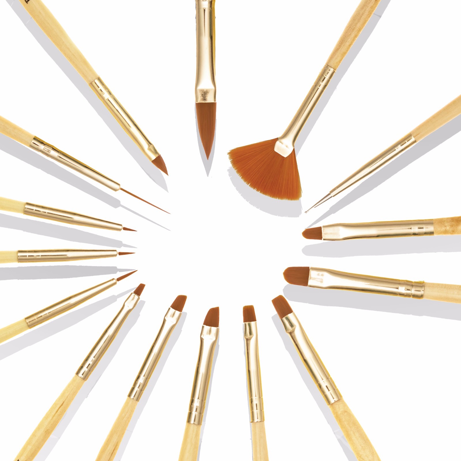 15pcs Nail Art Painting Gel Brush Liner Tips Builder Detailing Striping Blending
