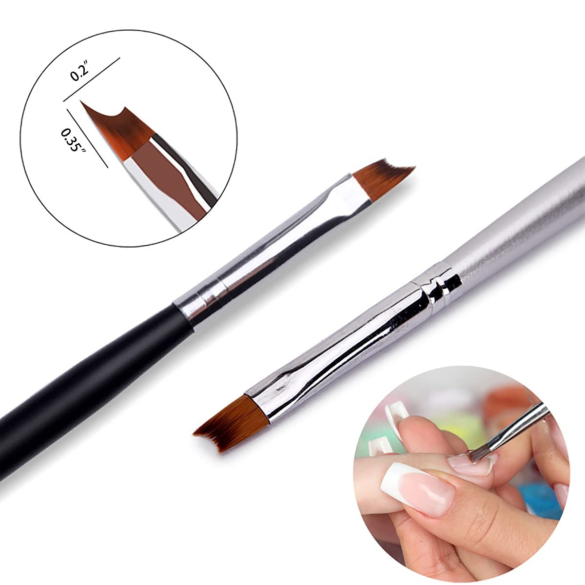 French Tip Nail Brushes Set Half Moon Shape Sier Handle Oblique