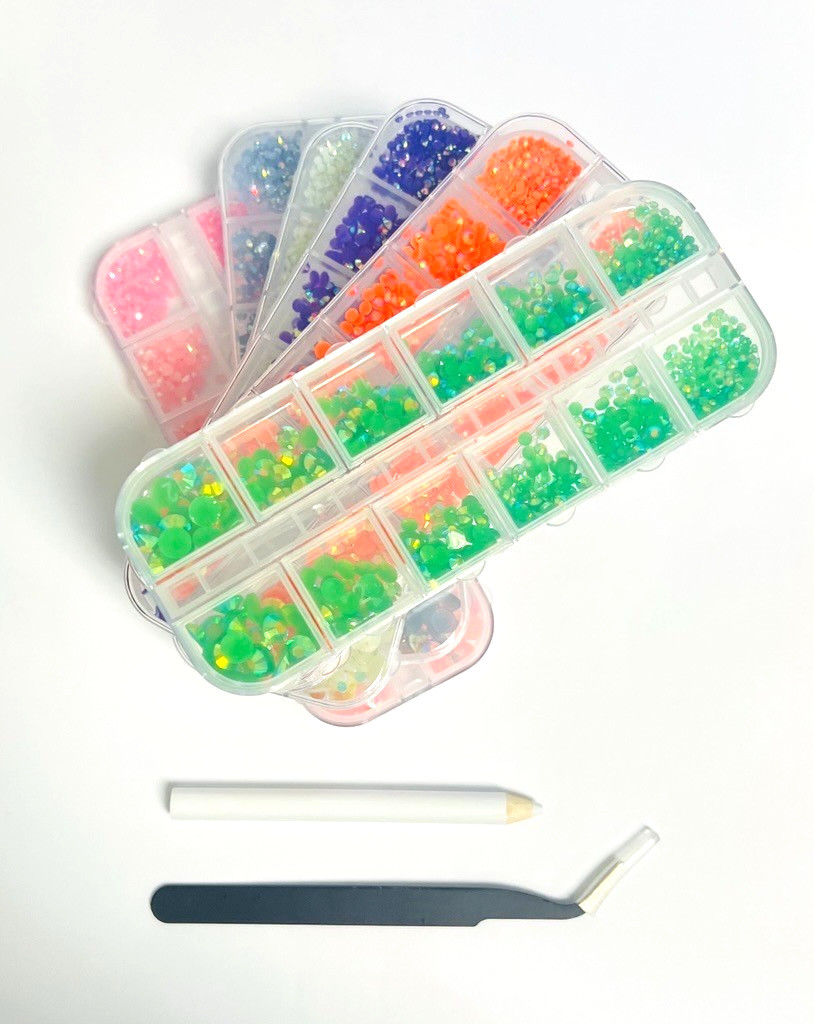 Multicolor Resin Rhinestones Flat Back Round Jewelry Crafting Gems Multipack Kit