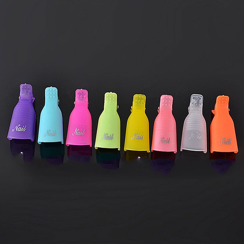 10Pcs Silicone UV Gel Polish Remover Wraps Soak Off Cap Clip Nail Art Tool US✔