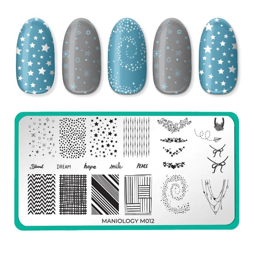 Maniology M012 80’s Vintage Retro Necklace Bows Pattern Shapes Nail Stamp Plate