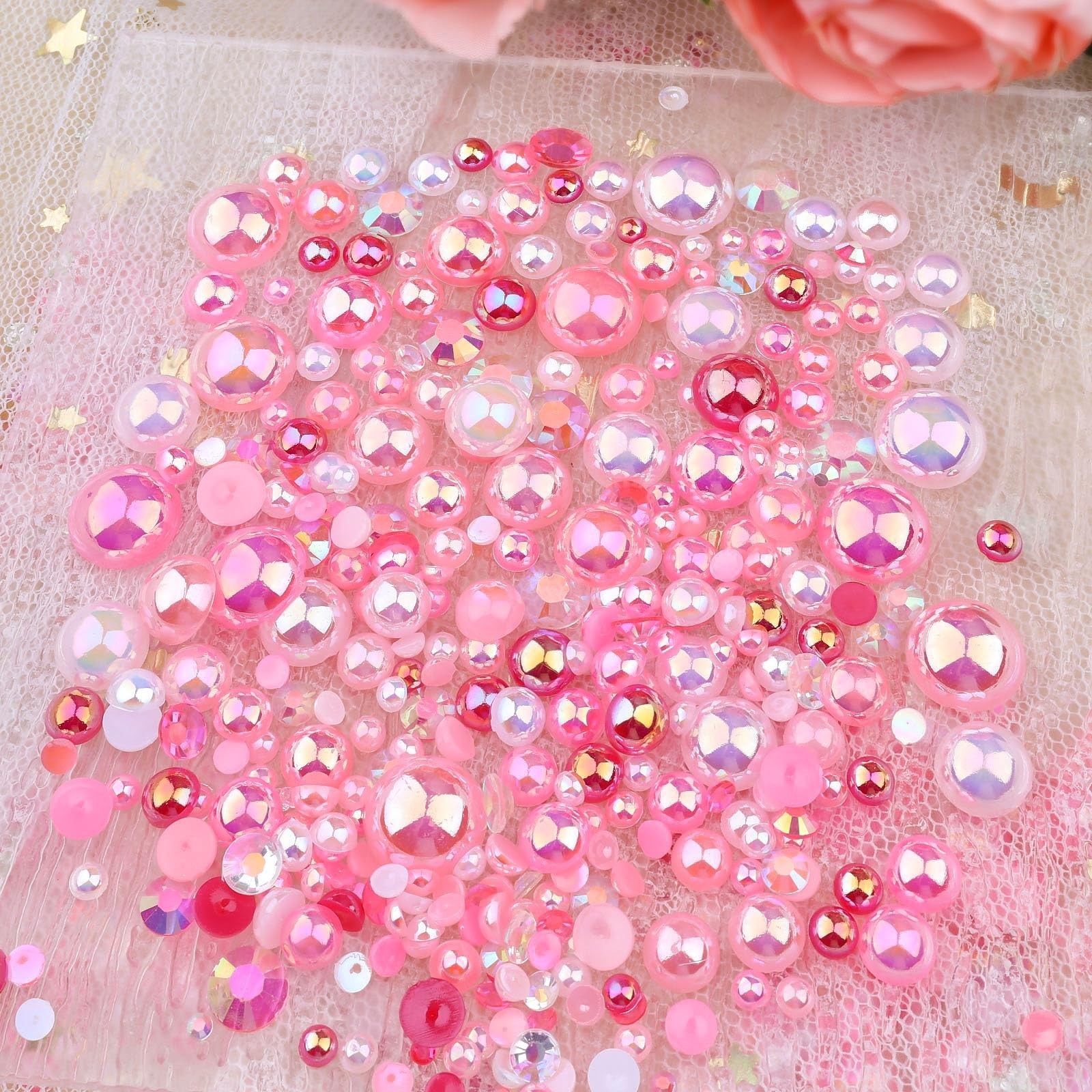 3900+ Pcs Rhinestones and Pearls Kit, 2-10mm Flatback Gems for Nail Art, Tumb…