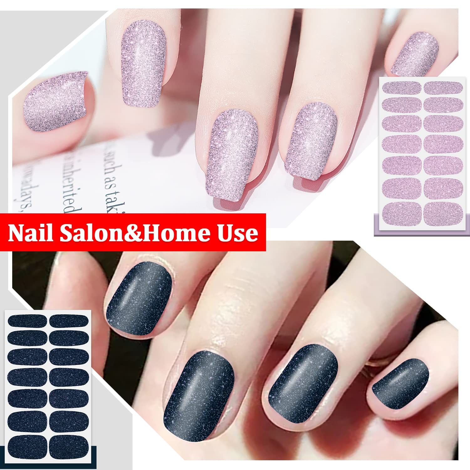 16 Sheets Nail Polish Stickers Full Nail Wraps Solid Color Self Adhesive Nail…