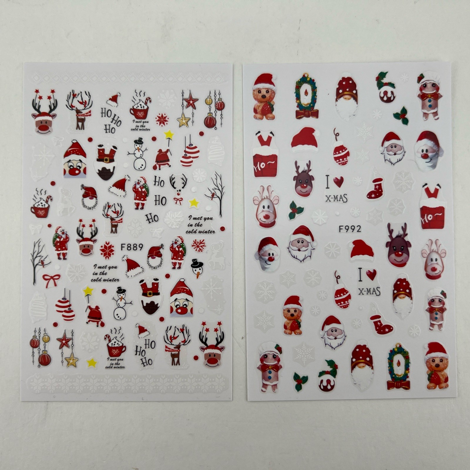 Christmas Nail Art Stickers Decals Adhesive Santa, 10 sheets Ea, 5pk = 50 sheets
