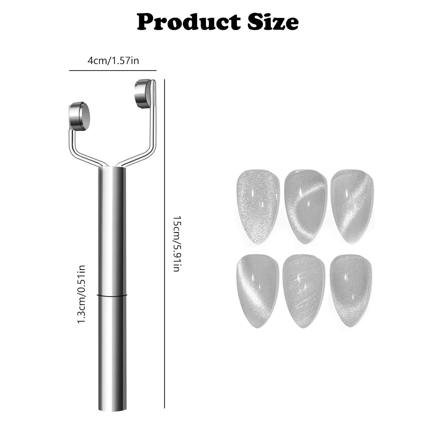 3 IN 1 Cat Eye Nail Magnet Y-Shaped Double Head Magnetic Gel Silver