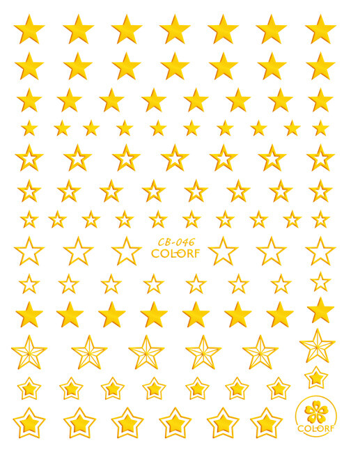 Pentagram Gold Solid & Hollow Star Perfect 3D Art Nail Sticker CB046 (4 Colors)