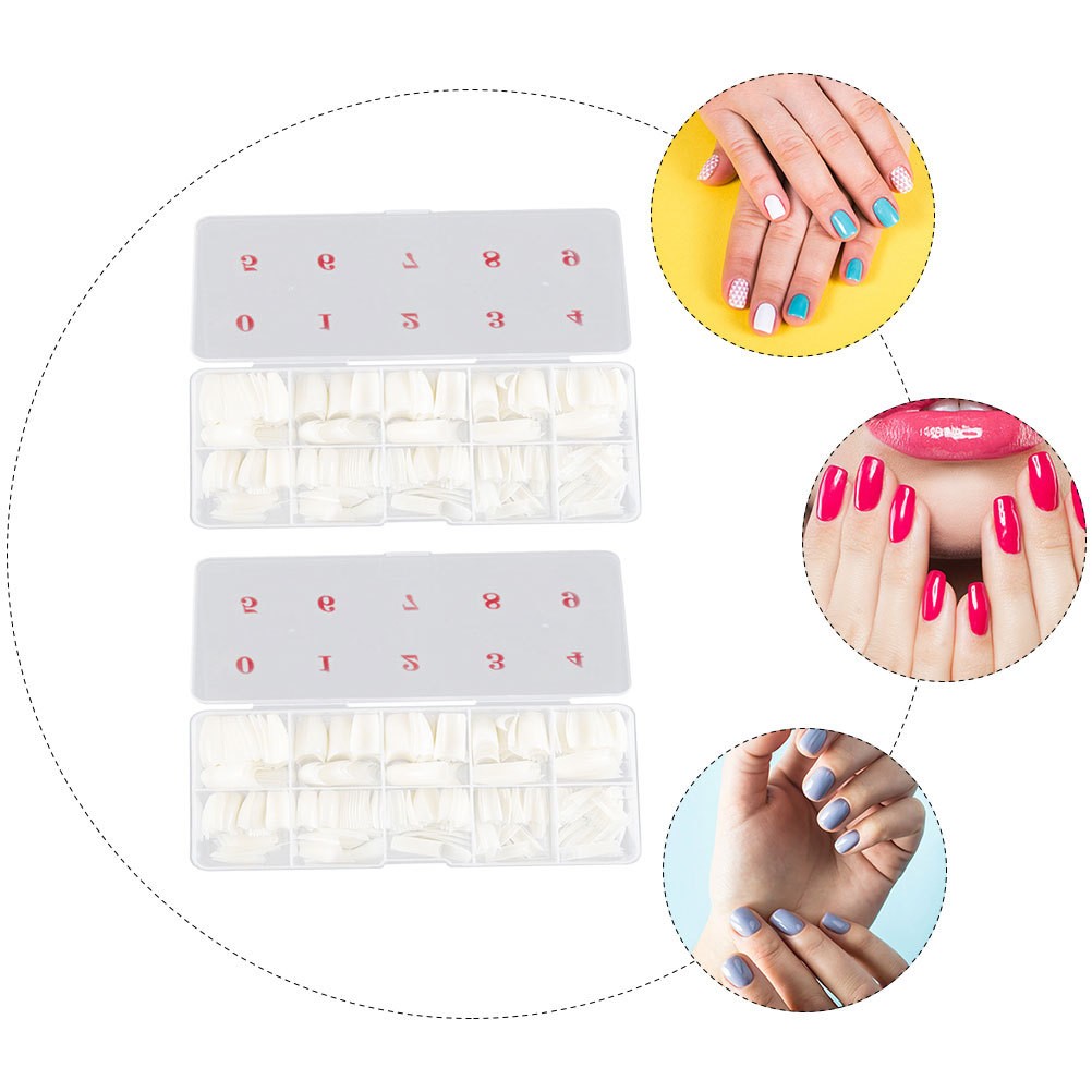 1000Pcs Reusable ABS Artificial Nail Tips Coffin Shape for Creative DIY