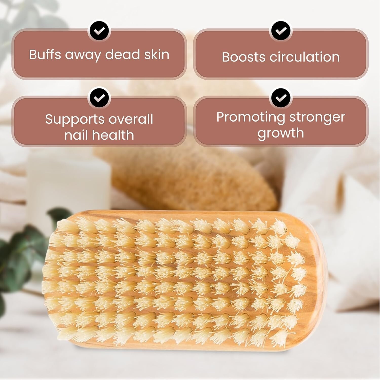 Luxurious KELLER 100% Boar Bristle Nail Brush – Clean and Buff for Glossy Hands