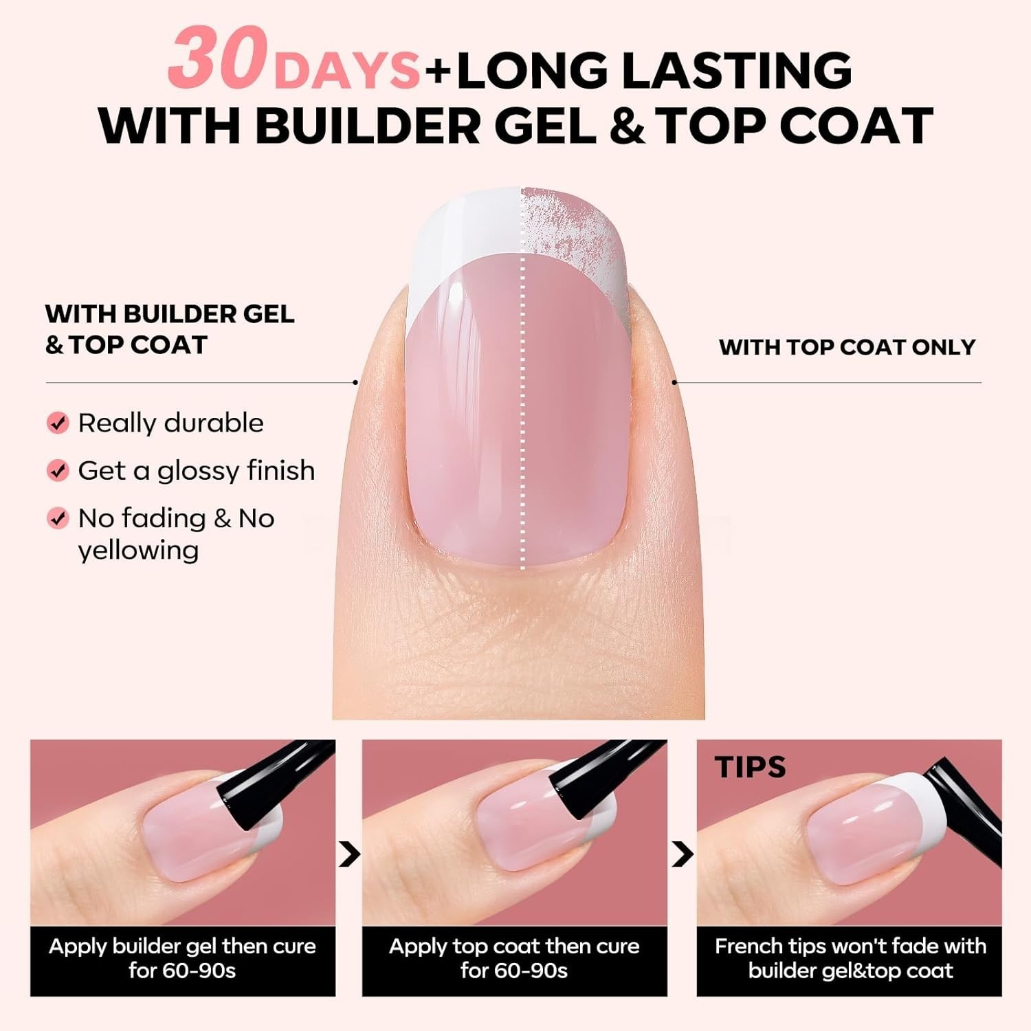 NAILBOXIE X-Shell Tips MODELONES 150 Pieces French Gel Nails 15 Sizes
