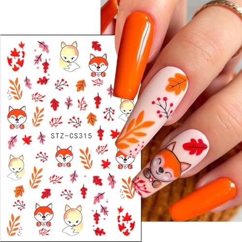 6 Sheets Fall Nail Art Stickers Thanksgiving Day Nails Fall Stickers Style 6