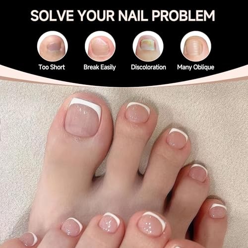 Toe Nail Tips Full Cover, 216 Pcs Square Round Toe Nail Squavol Toe Nail Tips