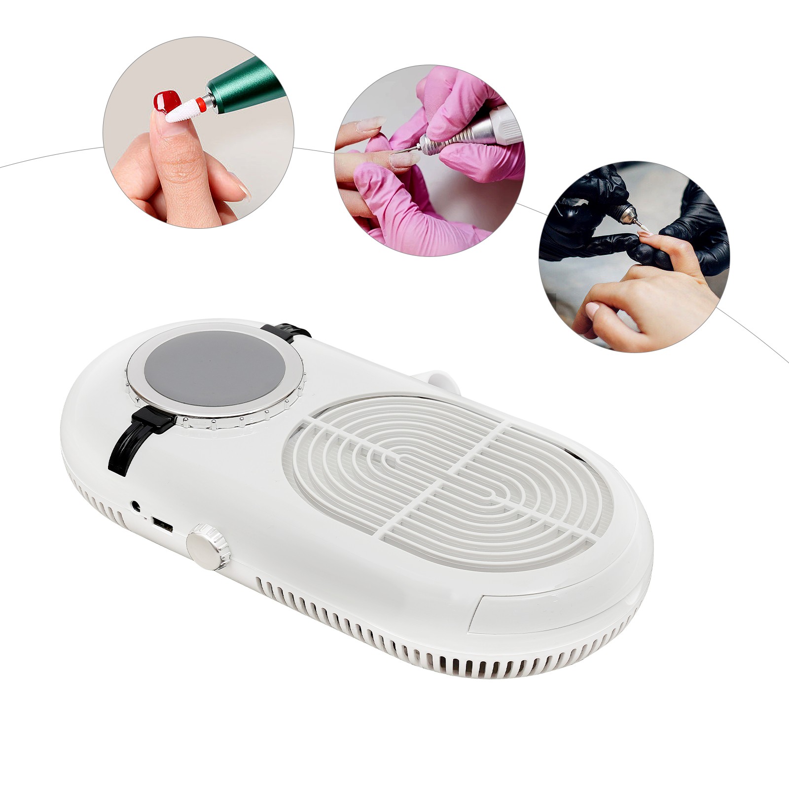 24W 4000RPM Nail Dust Collector Desktop Adjustable Speed Nail Dust Collector
