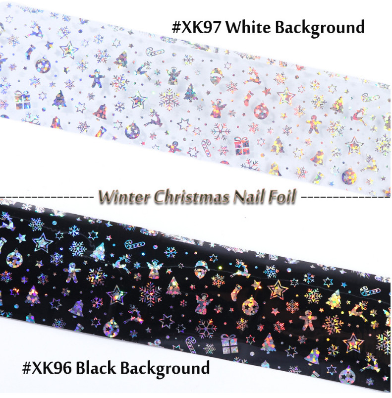 100x4cm Nail Sticker Snowflake Star Laser Glitter Christmas Transfer Foils NS28
