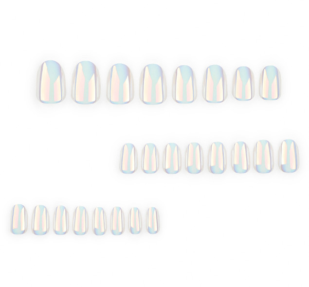 24pcs Coated solid white press-on nails, short round shape