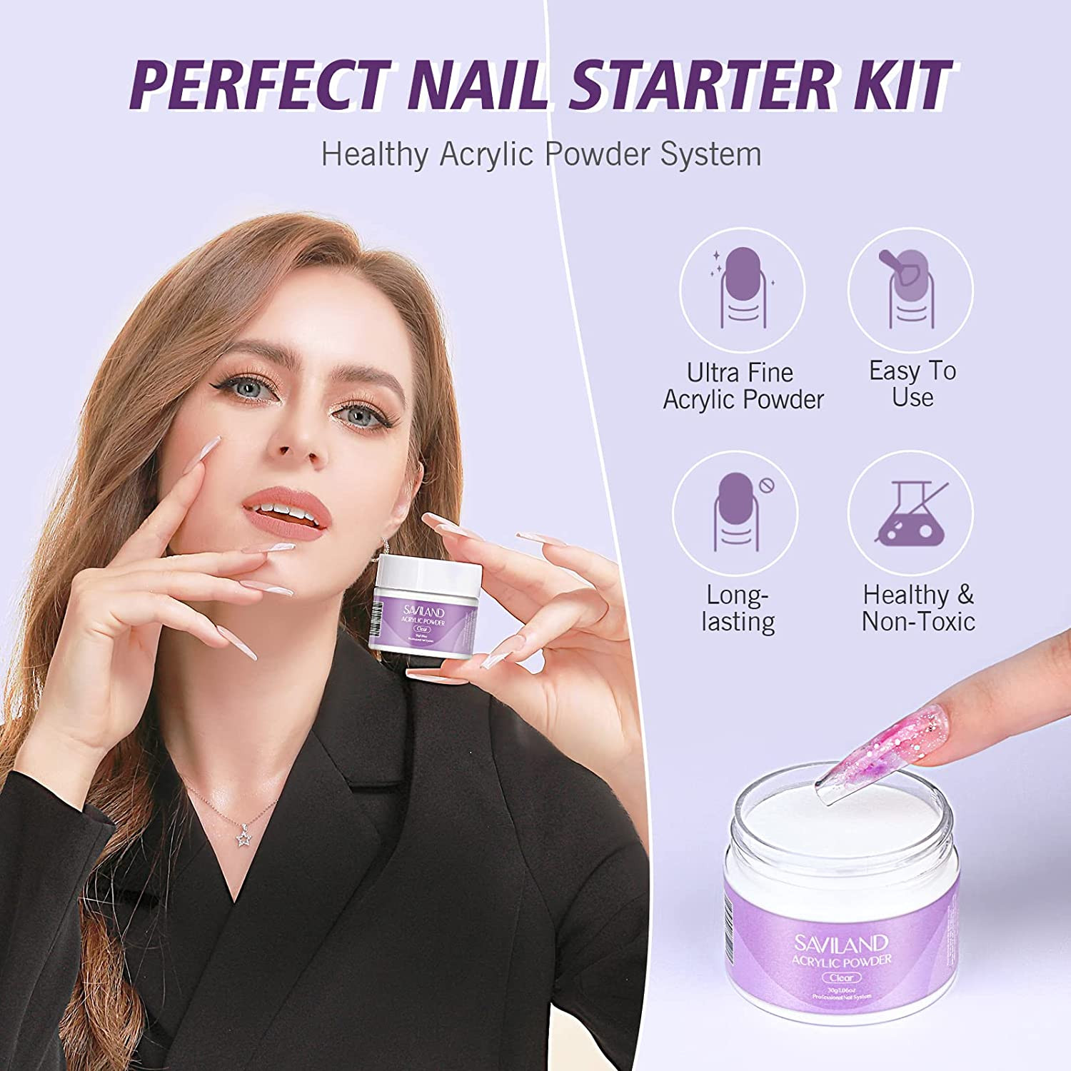 Acrylic Nail Kit – 30G Clear Acrylic Powder & 60Ml Acrylic Liquid Set