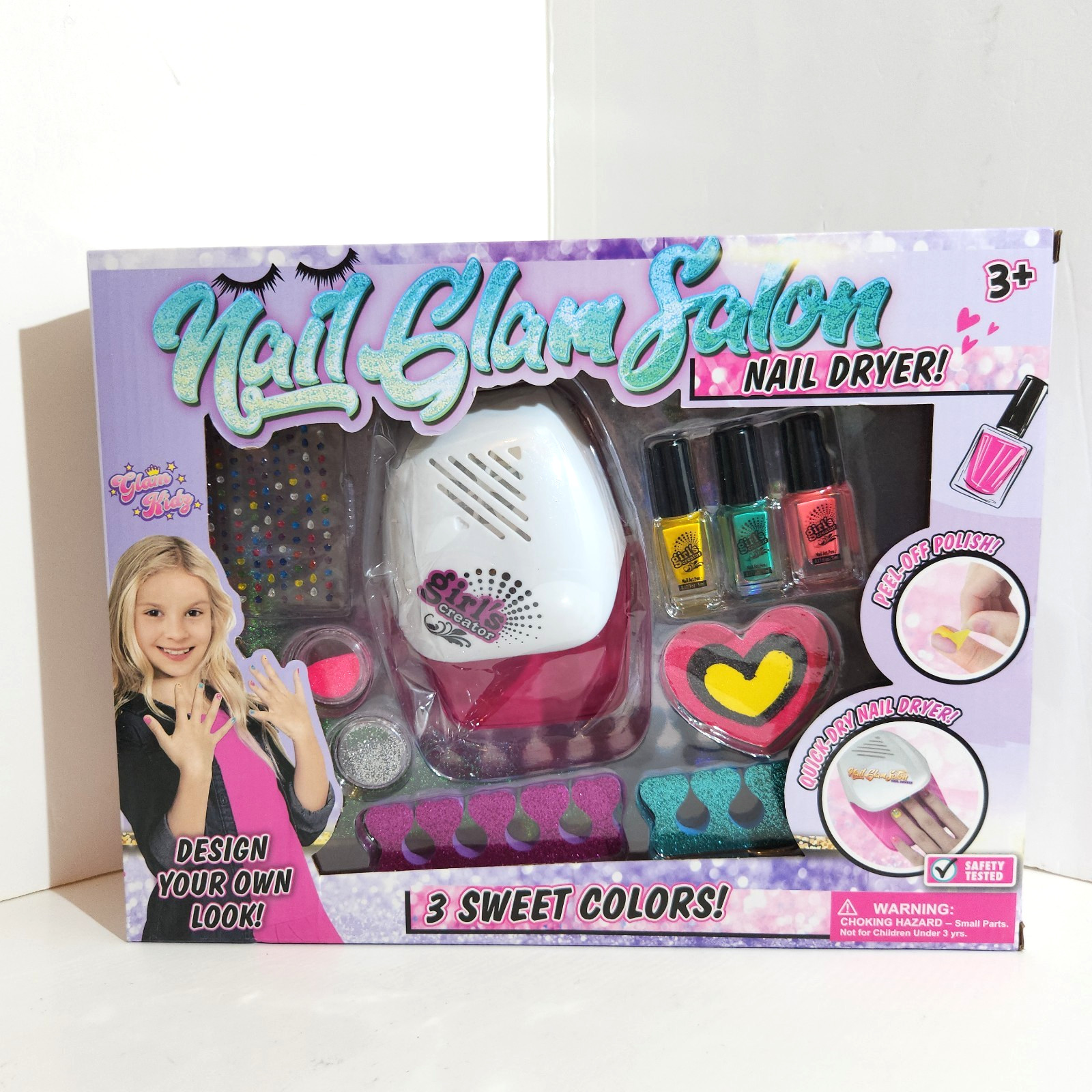 Nail Polish Set for Kids, Nail Glam Salon, Emoji Pedicure and Manicure Kit, Nail