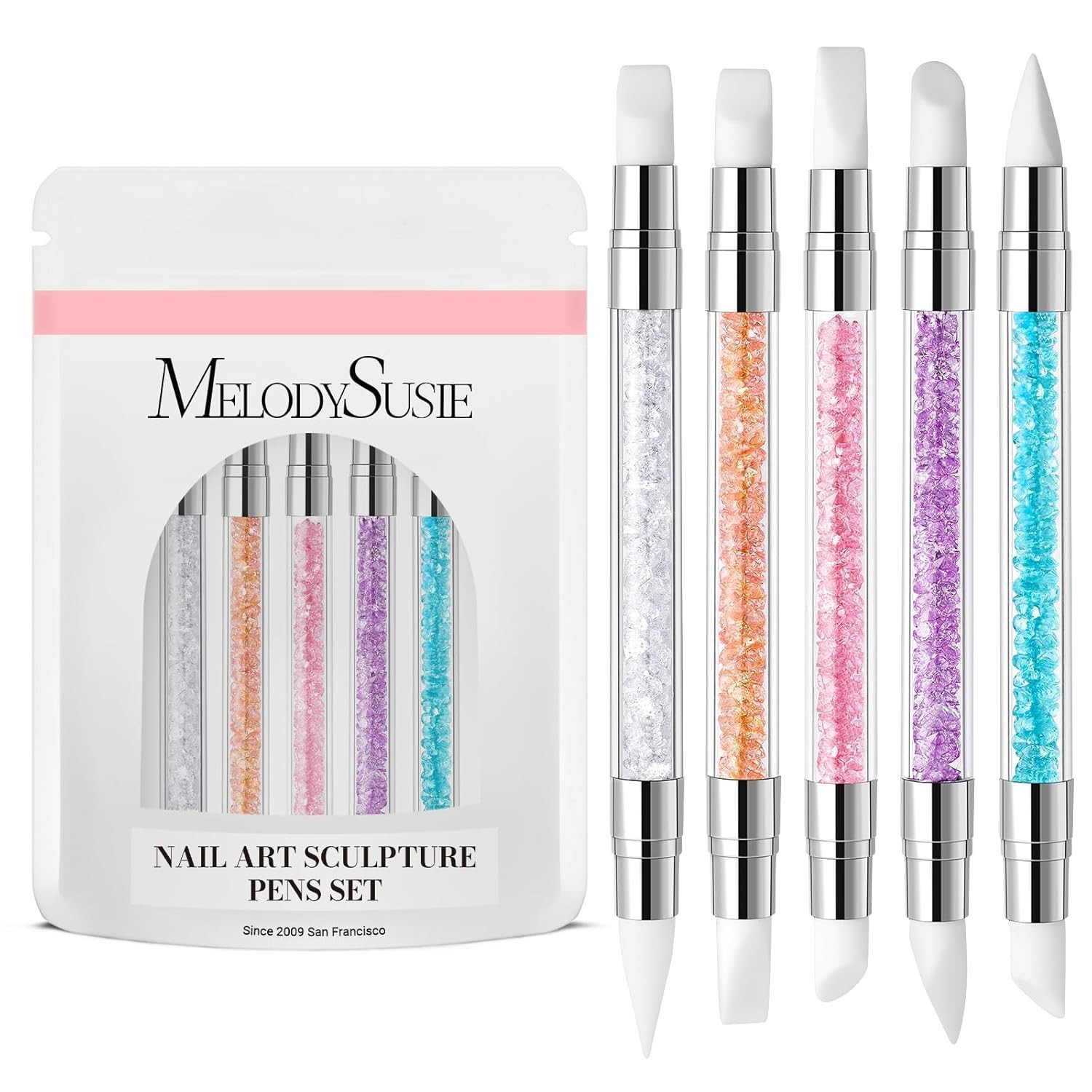 Elegant Dual Tipped Nail Art Brushes – 5-Piece Acrylic Set for Stunning Designs