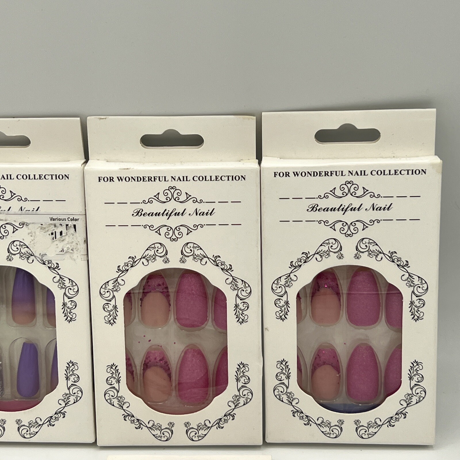 Beautiful Nail Press On Matte Nails New Lot Of 4 Coffin Round Multi Colors