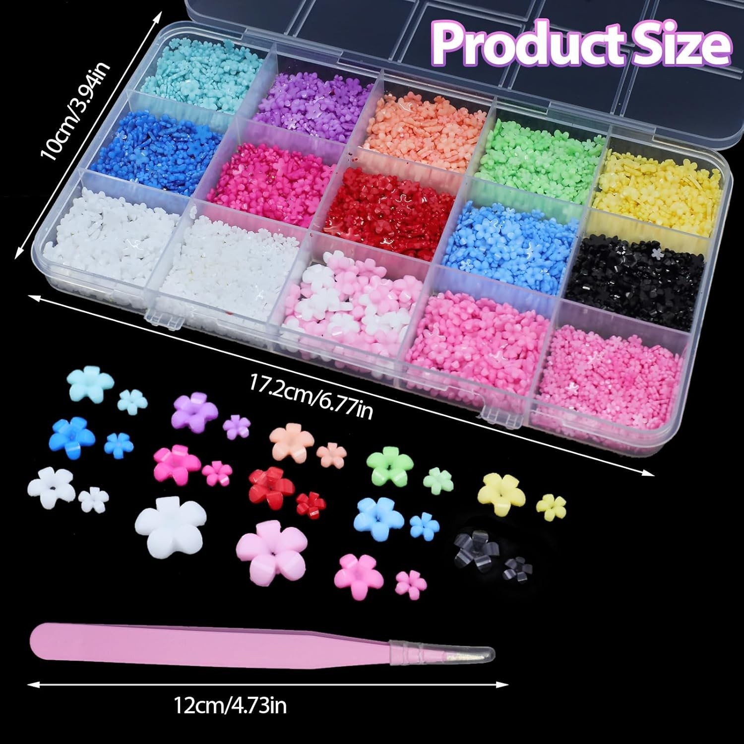 Flower Nail Charms, 3D Color Tiny Flowers Charms for Nails, Acrylic Spring