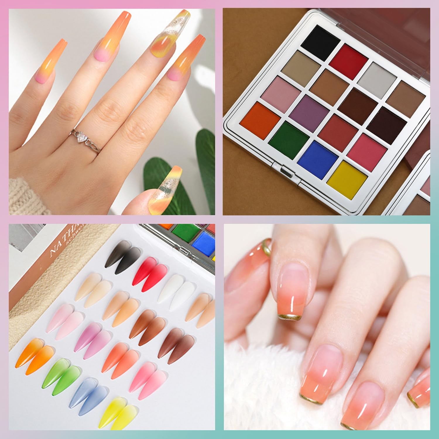 16 Color Nail Pigment Powder Set Create Stunning Ombre Nail Art with Glittery…
