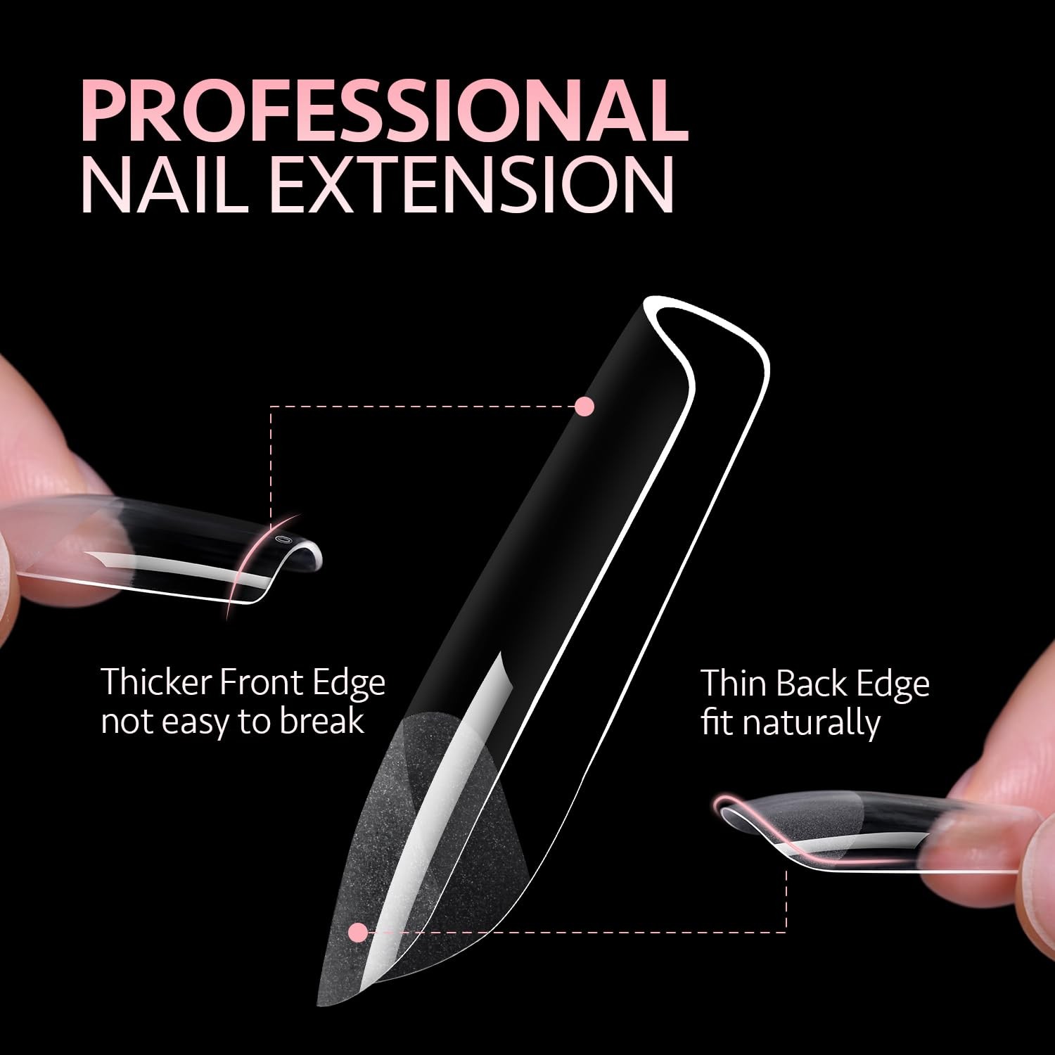 GAOY Medium Square Fake Gel Nail Tips, 12 Sizes False Full 240 Piece, Clear