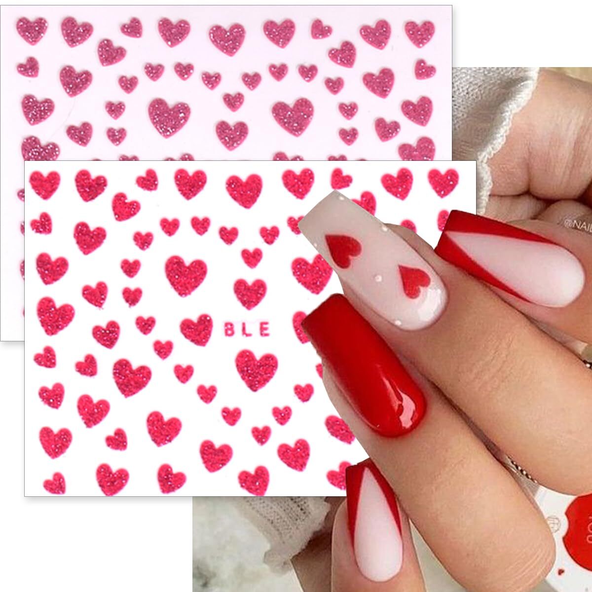 Valentine’s Day Heart Nail Art Decals Self-Adhesive DIY Manicure Decorations