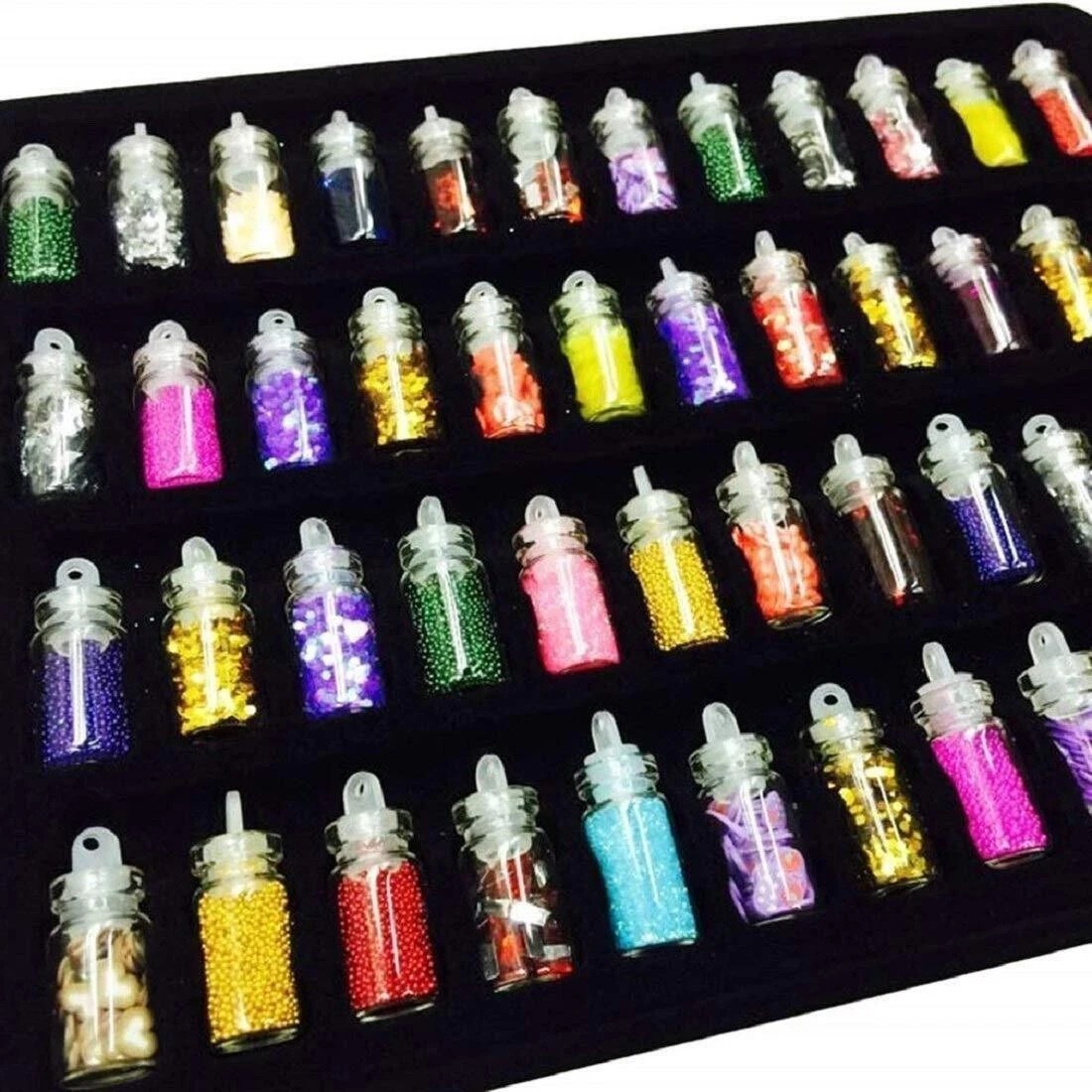 SYGA Acrylic 3D Glitter Powder Manicure Nail Stickers Set of 48 (Multicolour) u0