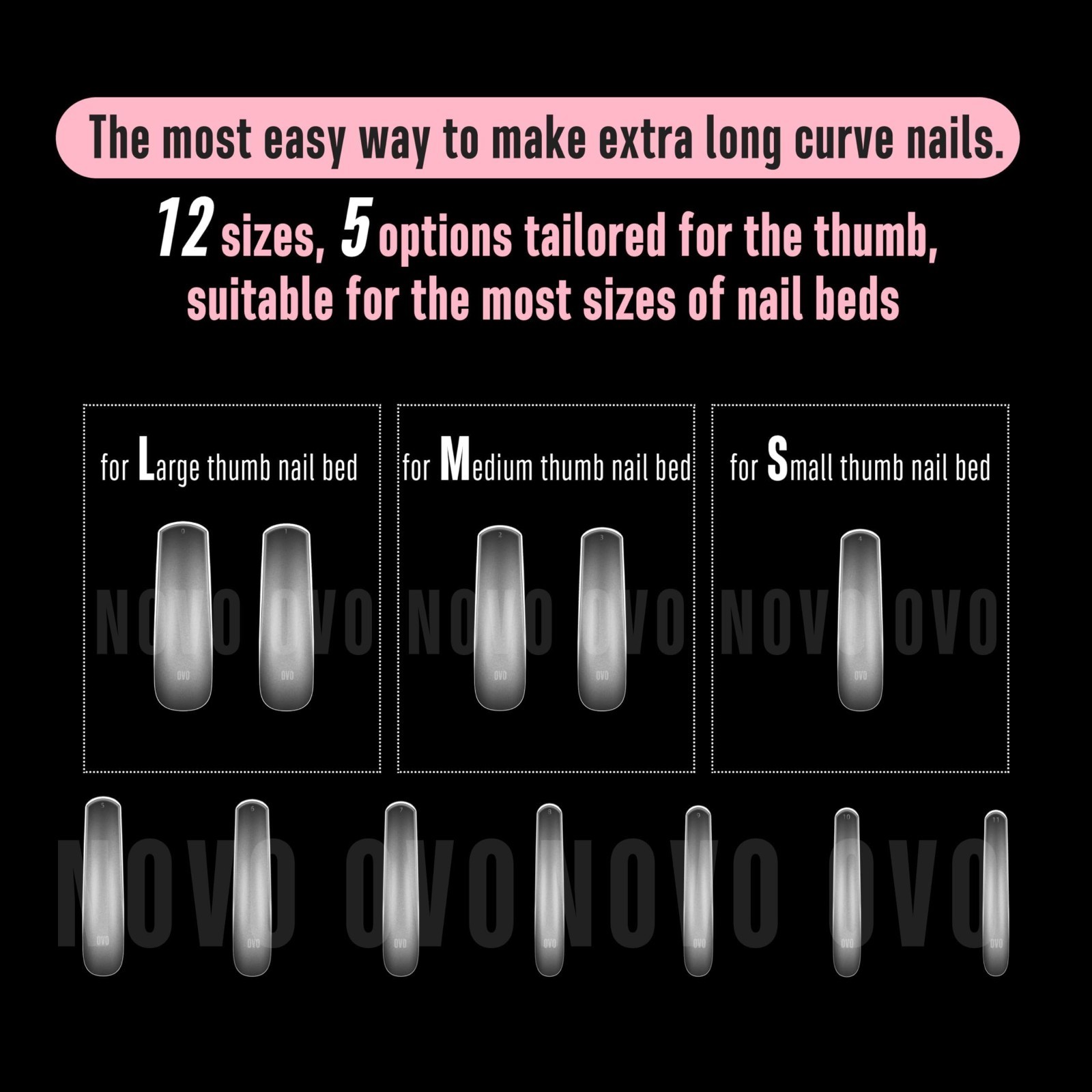 XXL Curved Nail Tips Press-On Full Cover Tapered Square Gel Extra Thick Long XL