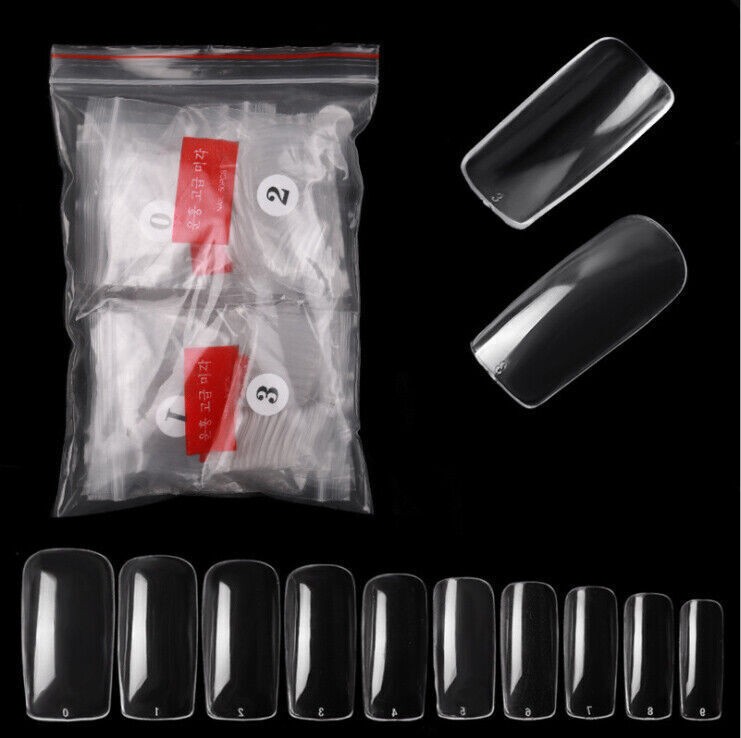 500Pcs French Half Cover Artificial False Square Nails Tips Acrylic UV Gel Clear