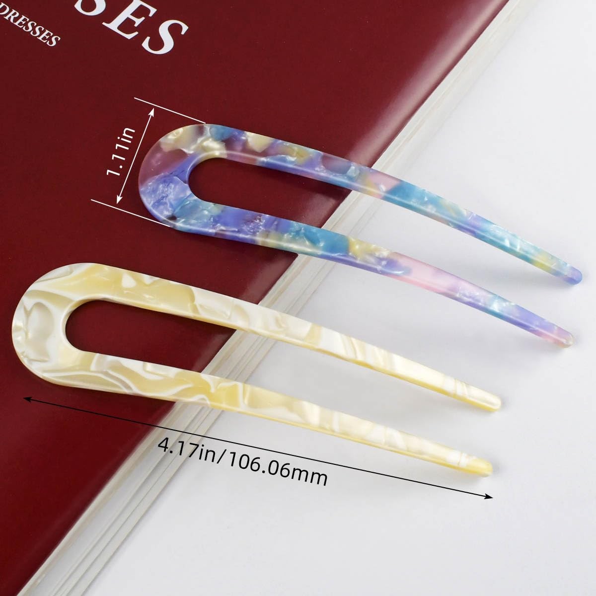 4PCS Hair Pins Clips U Sticks French 1 Count (Pack of 4), Multicolor