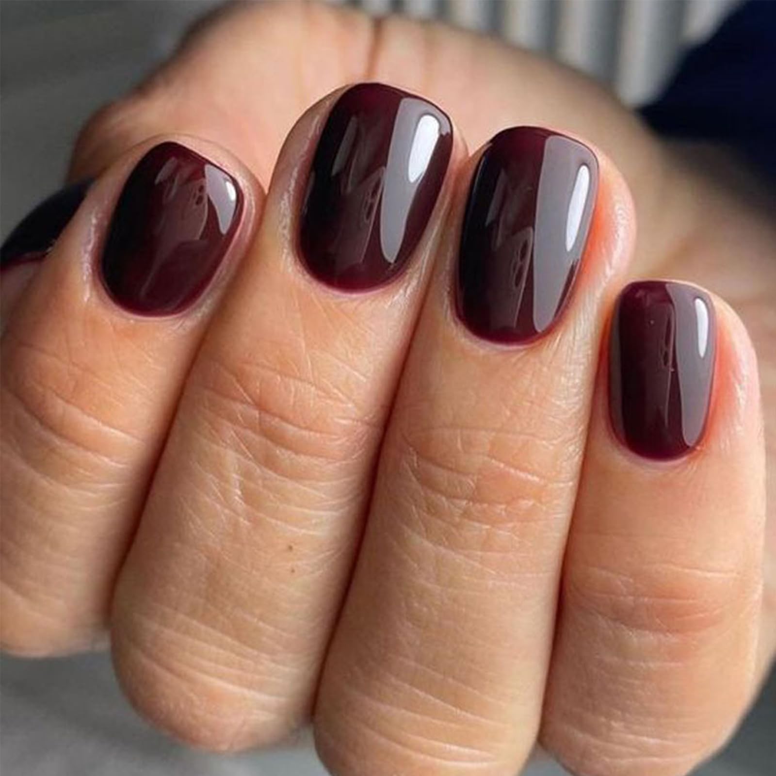 Bellelfin 240pcs Short Press on Nails Burgundy Full Cover Large,