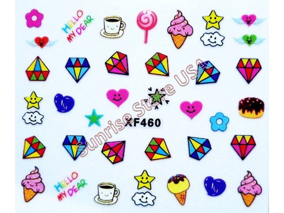 3D Nail Sticker Cartoon Unicorn My Little Pony Bear Piggy Cake Peel & Stick
