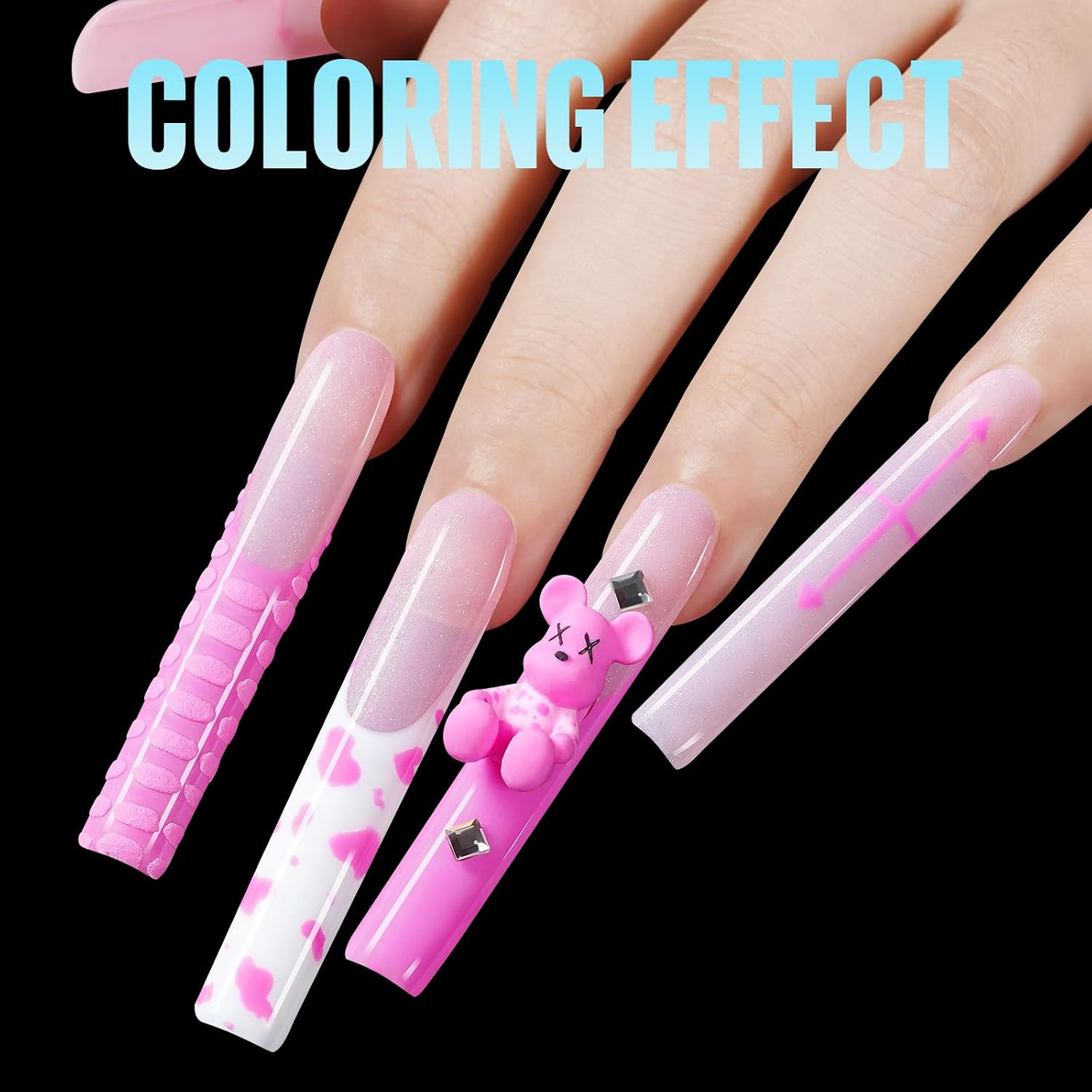 3XL Extra Long Square Nail Tips No C Curve, 504PCS Half Cover Clear Acrylic Fals