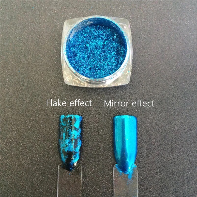 LIGHT BLUE Nail Mirror Powder Platinum Effect Chrome Nails Shining Pigment