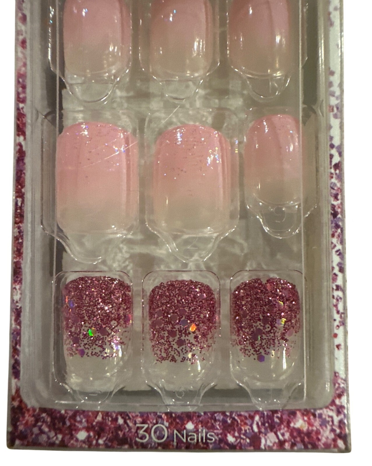 KISS Rebecca Minkoff IMPRESS 30 Nails Glitterati Short Square Glitter+Ombre
