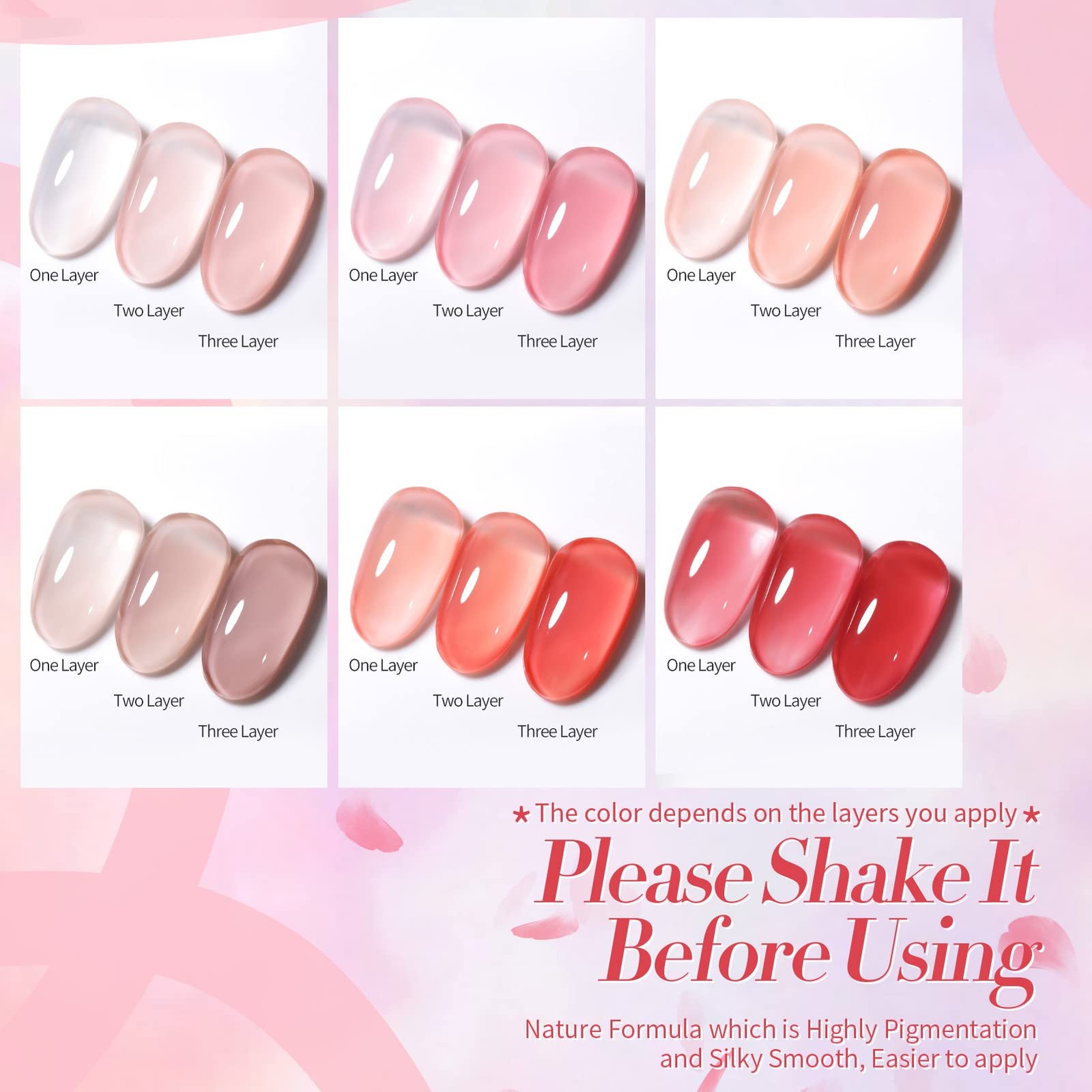 Born Pretty Jelly Nude Pink Gel Nail Polish Valentine’s Day Sheer Transparent Ge