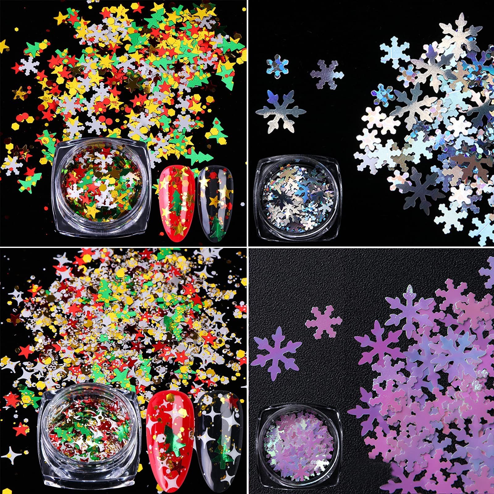 12 Boxes Snowflake Nail Glitter Holographic Christmas Nail Sequins Glitter La…