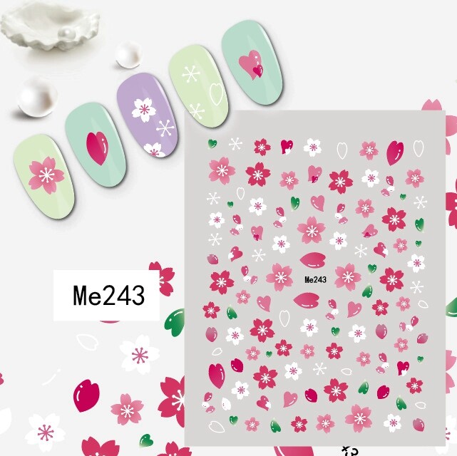 Sakura Cherry blossoms Nail Sticker Flowers Branch leaf 3D Nail Decals