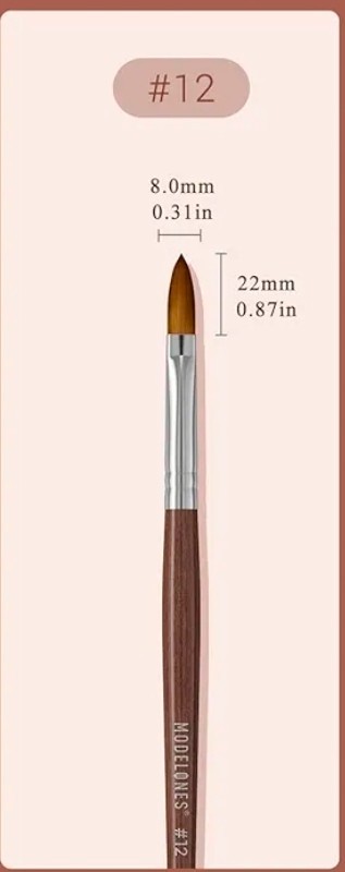Modelones Kolinsky Acrylic Nail Brush Pure Kolinsky Acrylic Red Wood Handle#12
