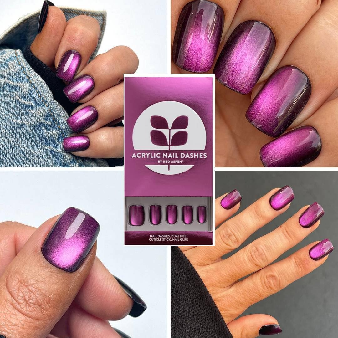 Red Aspen Press On Nails- Big + Bold, Beth-ACRYLIC-Purple -Short- Squoval